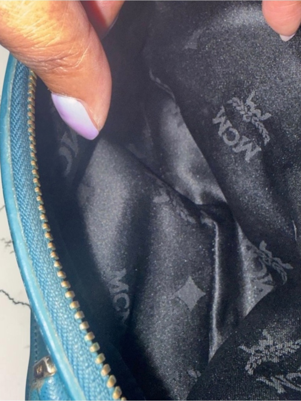 MCM Blue Saffiano Leather Crossbody Bag - Picture 9 of 13